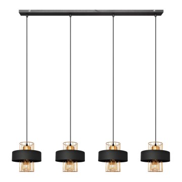 Hanglamp aan een koord VOLTA 4xE27/15W/230V zwart/gouden