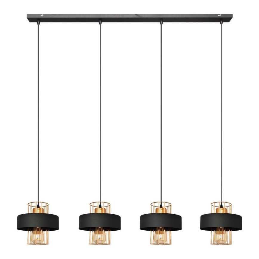 Hanglamp aan een koord VOLTA 4xE27/15W/230V zwart/gouden