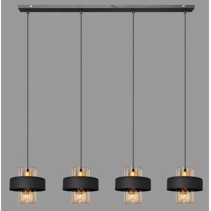 Hanglamp aan een koord VOLTA 4xE27/15W/230V zwart/gouden