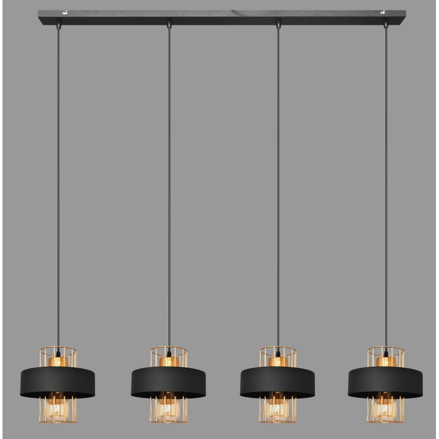 Hanglamp aan een koord VOLTA 4xE27/15W/230V zwart/gouden