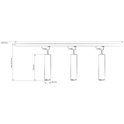 Hanglamp aan een koord voor een rail Systeem MARIBEL 3xGU10/10W/230V + 1 m rails systeem wit