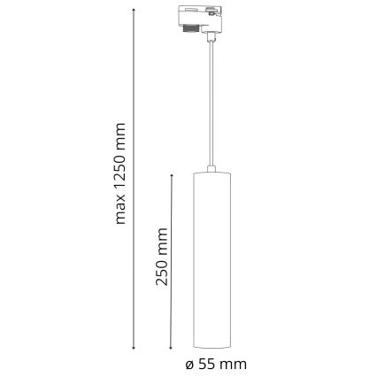 Hanglamp aan een koord voor een rail Systeem MARIBEL 3xGU10/10W/230V + 1 m rails systeem zwart