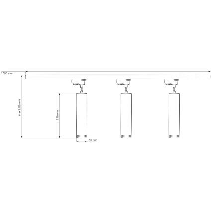Hanglamp aan een koord voor een rail Systeem PARIJS 3xGU10/10W/230V + 1 m rails systeem wit