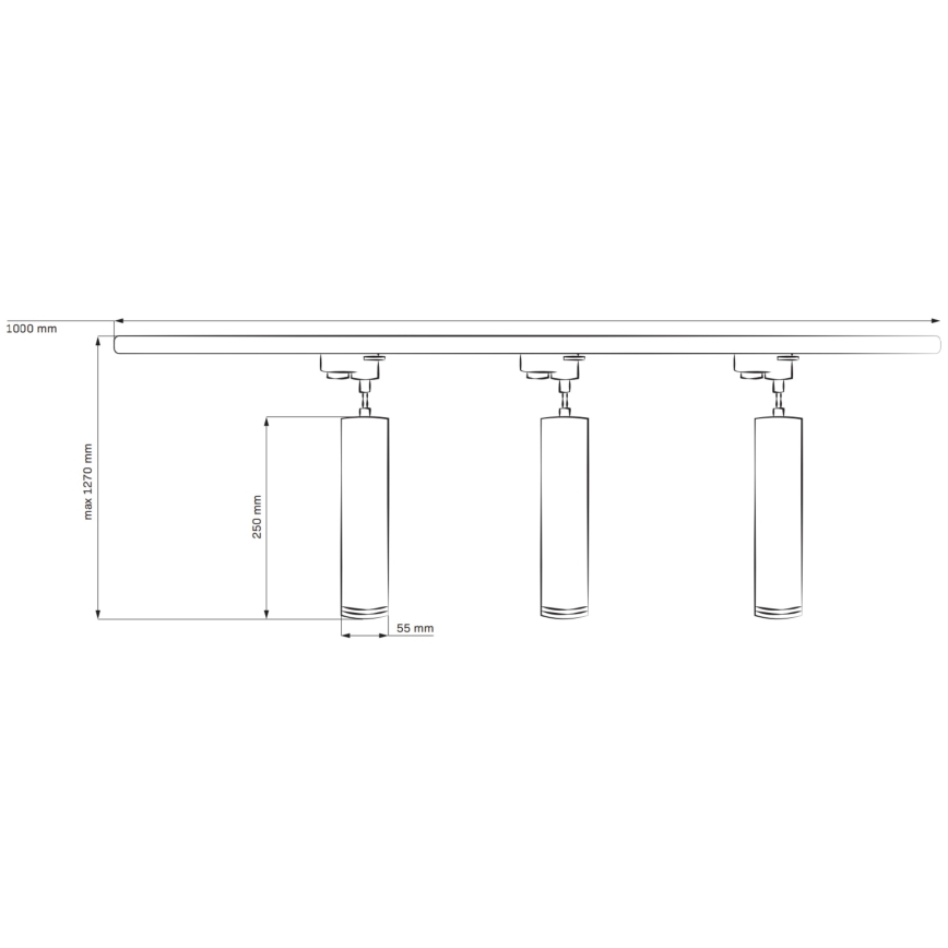 Hanglamp aan een koord voor een rail Systeem PARIJS 3xGU10/10W/230V + 1 m rails systeem wit