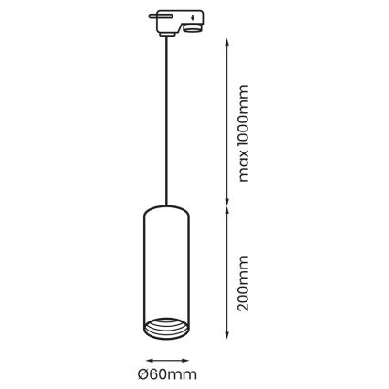 Hanglamp aan een koord voor een Rail Systeem PIPE 1xGU10/25W/230V wit