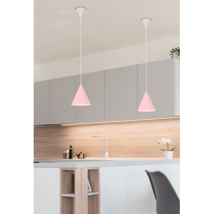 Hanglamp aan een koord VOSS 1xE27/40W/230V roze/wit