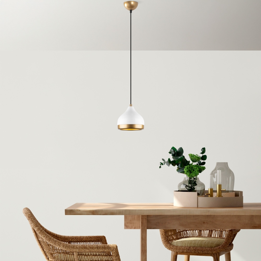 Hanglamp aan een koord YILDO 1xE27/40W/230V wit/goud