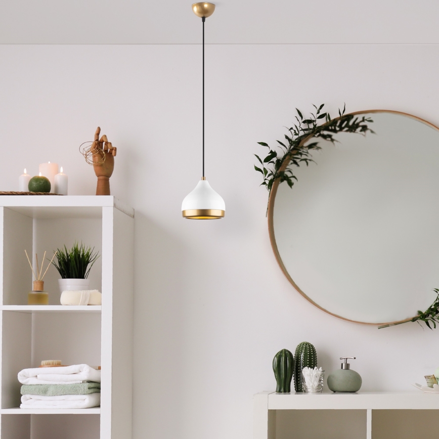 Hanglamp aan een koord YILDO 1xE27/40W/230V wit/goud