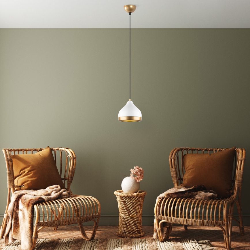 Hanglamp aan een koord YILDO 1xE27/40W/230V wit/goud