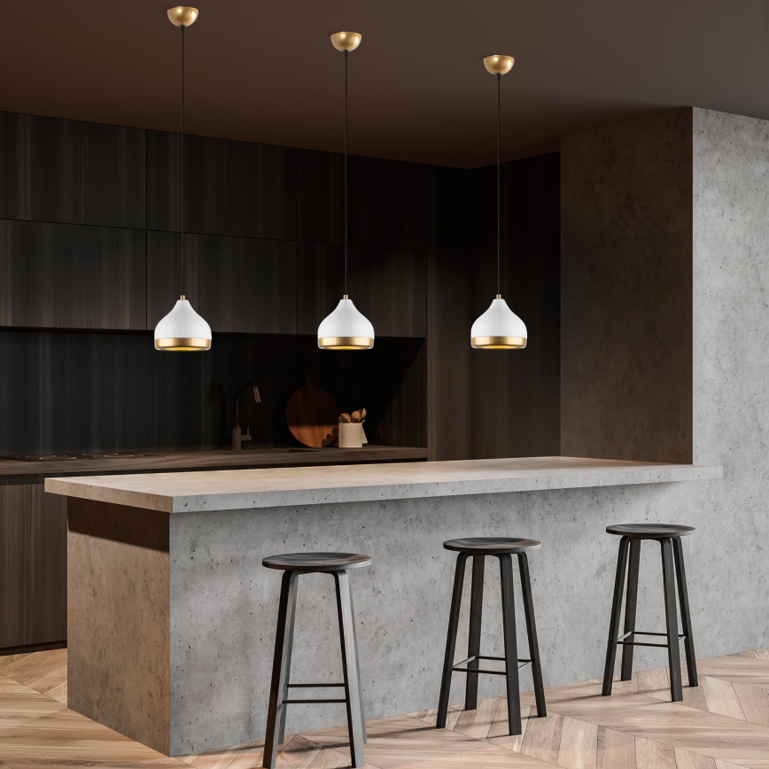 Hanglamp aan een koord YILDO 1xE27/40W/230V wit/goud