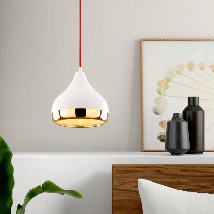 Hanglamp aan een koord YILDO 1xE27/40W/230V wit/goud/rood