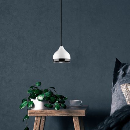 Hanglamp aan een koord YILDO 1xE27/40W/230V wit/zwart