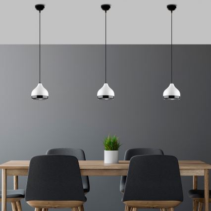 Hanglamp aan een koord YILDO 1xE27/40W/230V wit/zwart