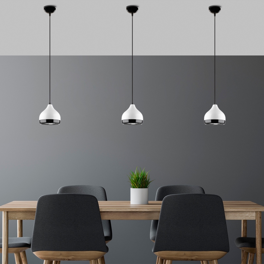 Hanglamp aan een koord YILDO 1xE27/40W/230V wit/zwart