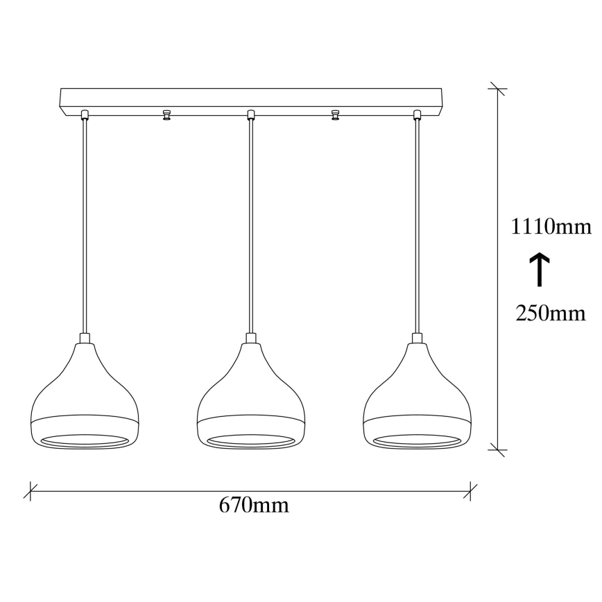 Hanglamp aan een koord YILDO 3xE27/40W/230V