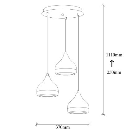 Hanglamp aan een koord YILDO 3xE27/40W/230V