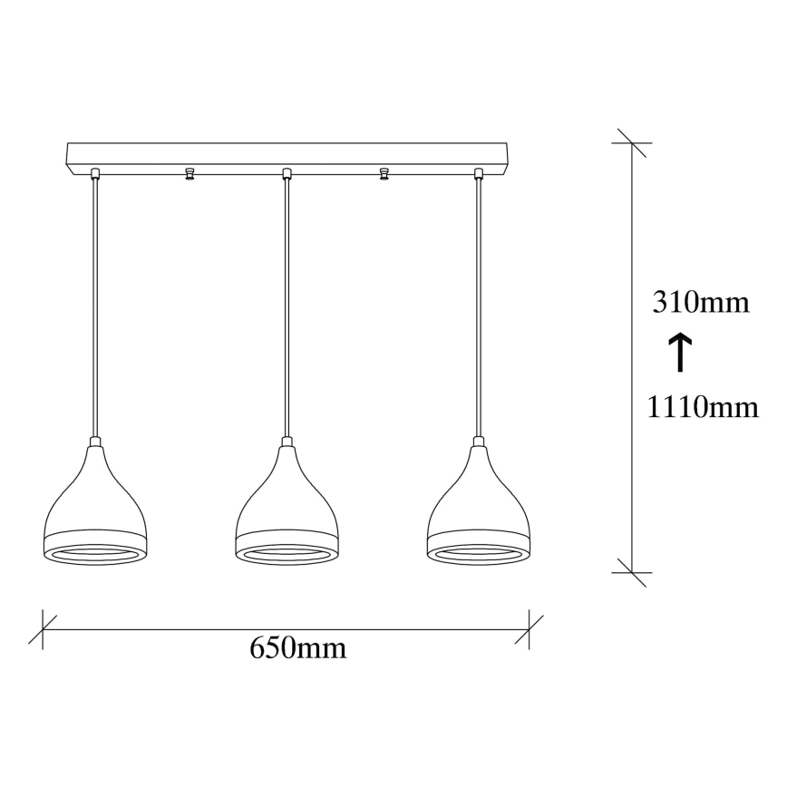Hanglamp aan een koord YILDO 3xE27/60W/230V