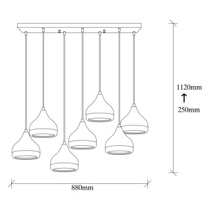 Hanglamp aan een koord YILDO 7xE27/40W/230V