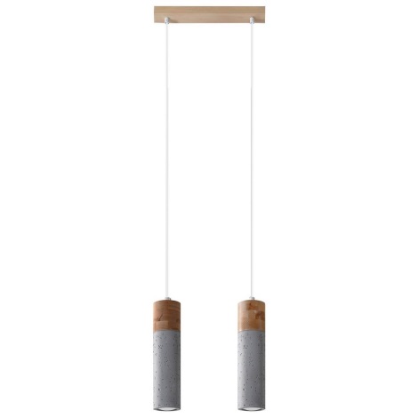 Hanglamp aan een koord ZANE 2xGU10/40W/230V beton/hout