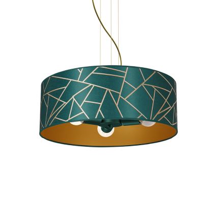 Hanglamp aan een koord ZIGGY 3xE27/60W/230V groen/goud