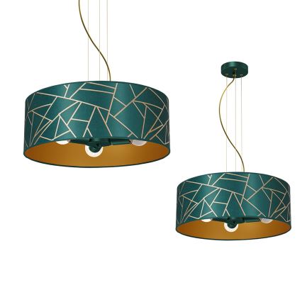 Hanglamp aan een koord ZIGGY 3xE27/60W/230V groen/goud