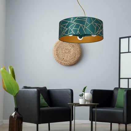 Hanglamp aan een koord ZIGGY 3xE27/60W/230V groen/goud