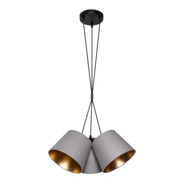 Hanglamp aan een koord ZOMA 3xE27/60W/260V grijs/koper