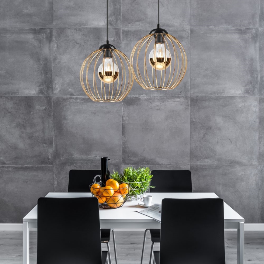 Hanglamp aan een koord ZOYA 2xE27/60W/230V gouden
