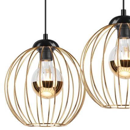 Hanglamp aan een koord ZOYA 2xE27/60W/230V gouden