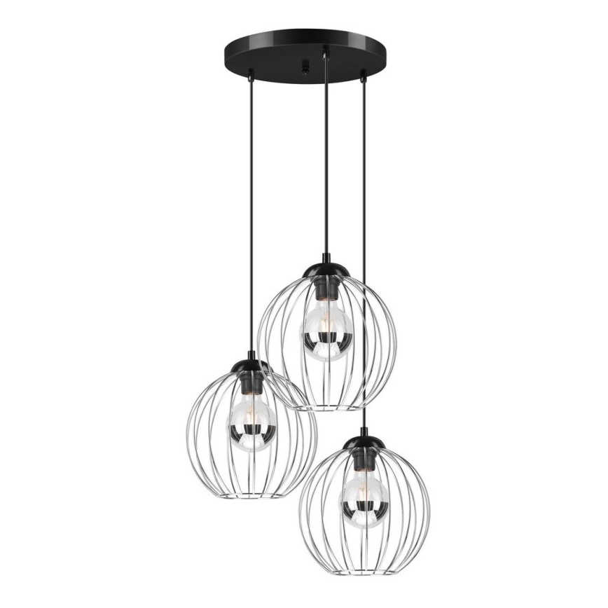 Hanglamp aan een koord ZOYA 3xE27/60W/230V glanzend chroom 