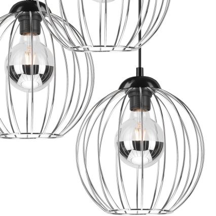 Hanglamp aan een koord ZOYA 3xE27/60W/230V glanzend chroom 