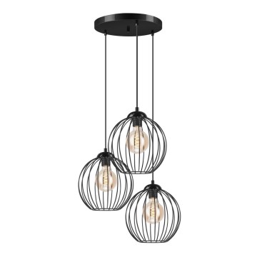 Hanglamp aan een koord ZOYA 3xE27/60W/230V zwart