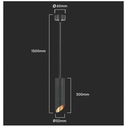 Hanglamp aan een paal 1xGU10/35W/230V 30 cm zwart