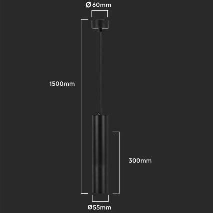 Hanglamp aan een paal 1xGU10/35W/230V 30 cm zwart