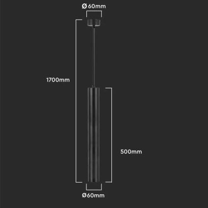 Hanglamp aan een paal 1xGU10/35W/230V 50 cm zwart