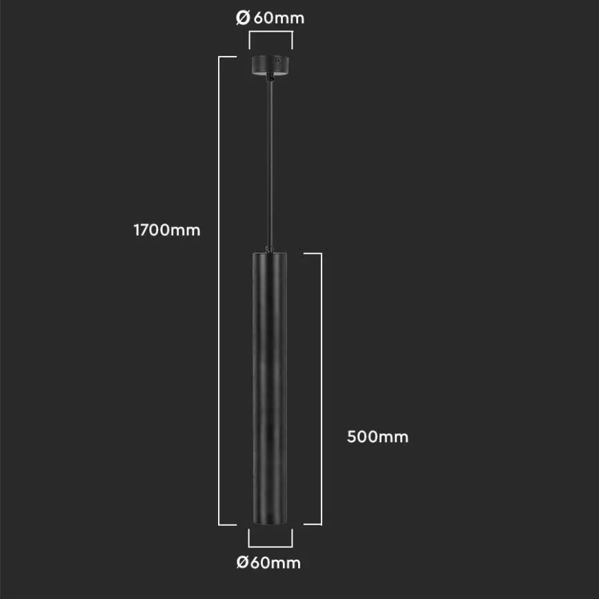 Hanglamp aan een paal 1xGU10/35W/230V 50 cm zwart