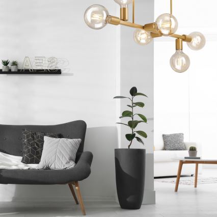 Hanglamp aan een paal ASTRID 6xE27/60W/230V goud