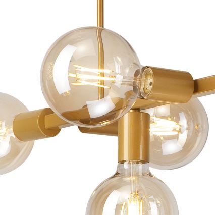 Hanglamp aan een paal ASTRID 8xE27/60W/230V goud