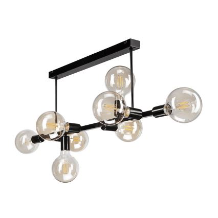 Hanglamp aan een paal ASTRID 8xE27/60W/230V zwart