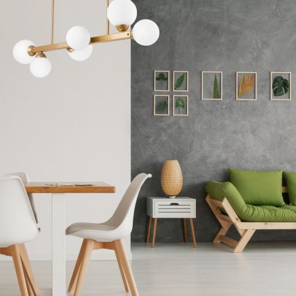 Hanglamp aan een paal ASTRO 6xG9/5W/230V goud