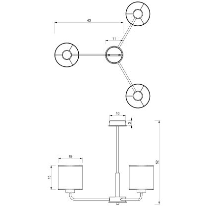 Hanglamp aan een paal ATLANTA 3xE27/60W/230V