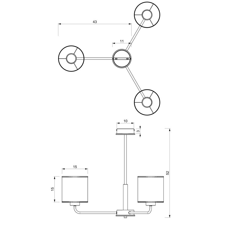 Hanglamp aan een paal ATLANTA 3xE27/60W/230V