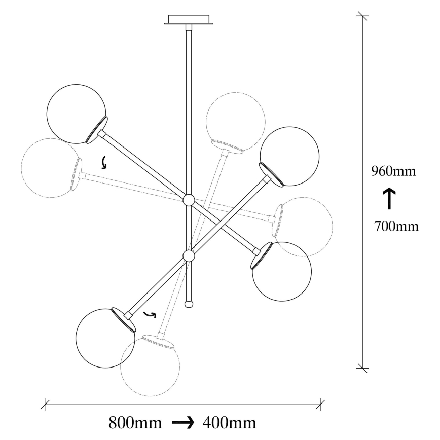 Hanglamp aan een paal BEST 4xE27/100W/230V