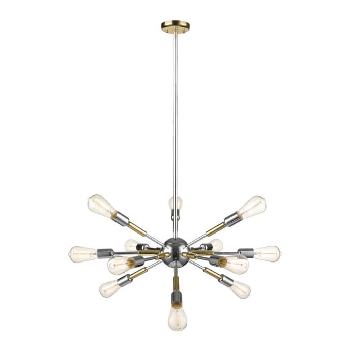 Hanglamp aan een paal COMET 12xE27/11W/230V glanzend chroom/goud