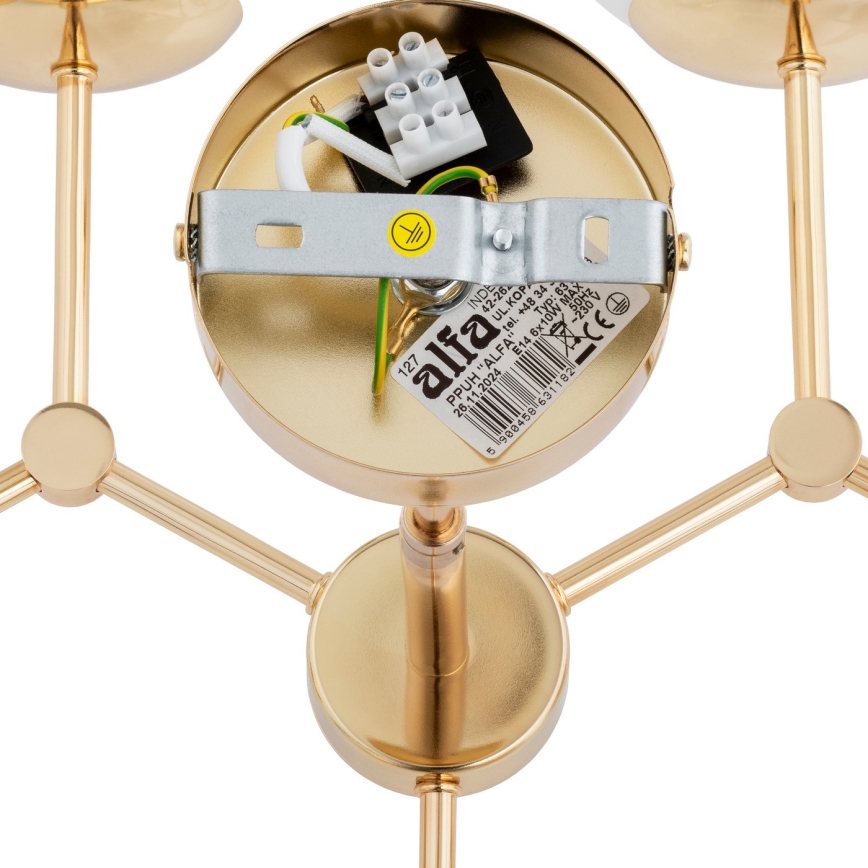 Hanglamp aan een paal FOTON  6xE14/40W/230V goud/wit