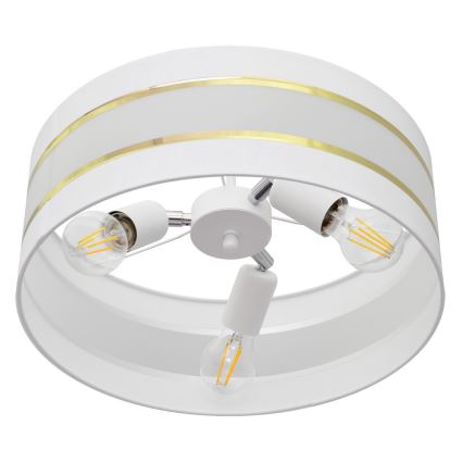 Hanglamp aan een paal HELEN 3xE27/15W/230V wit/goud