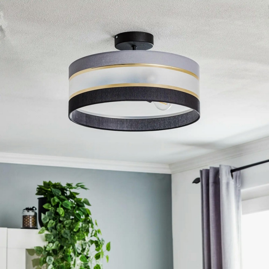 Hanglamp aan een paal HELEN 3xE27/15W/230V zwart/grijs/goud