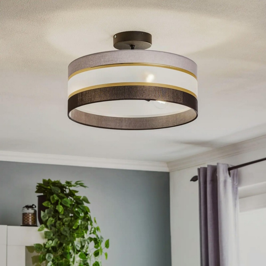 Hanglamp aan een paal HELEN 3xE27/15W/230V zwart/grijs/goud