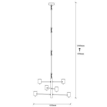 Hanglamp aan een paal HEXA 6xE27/40W/230V