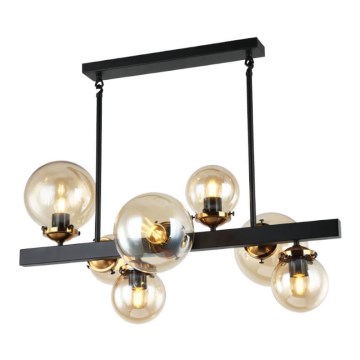 Hanglamp aan een paal HYPERION 7xE27/7W/230V zwart/beige